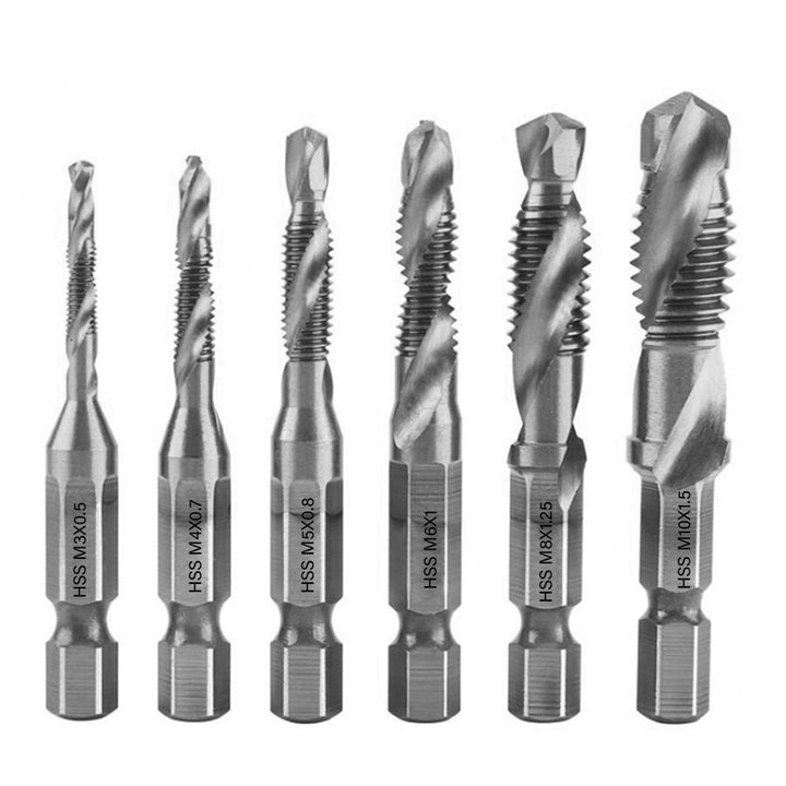 Broca Fura e Faz Rosca Macho 6Pcs (Titânio)